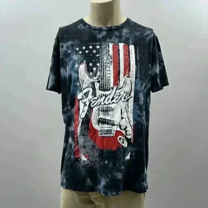 Fender Tie-Dye Guitar Graphic Tee Men Size XL Skate Casual Band Music